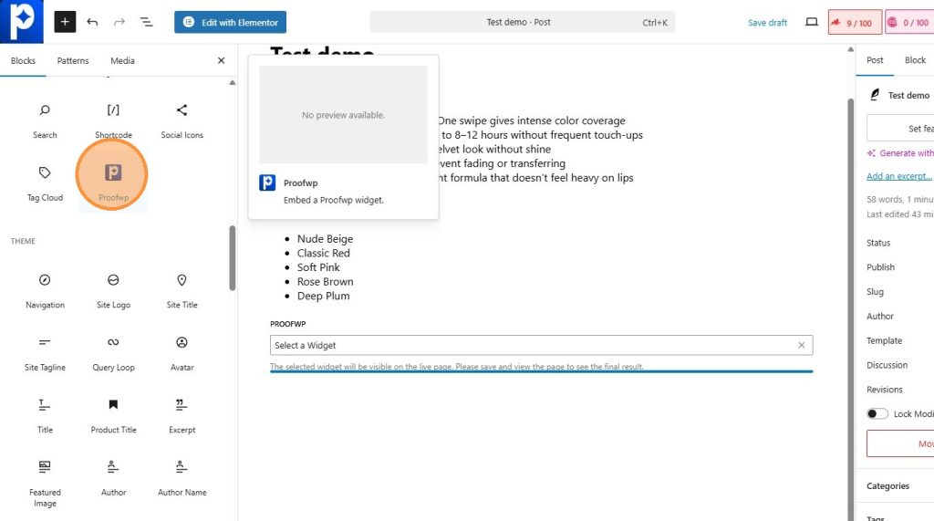 ProofWP Gutenberg