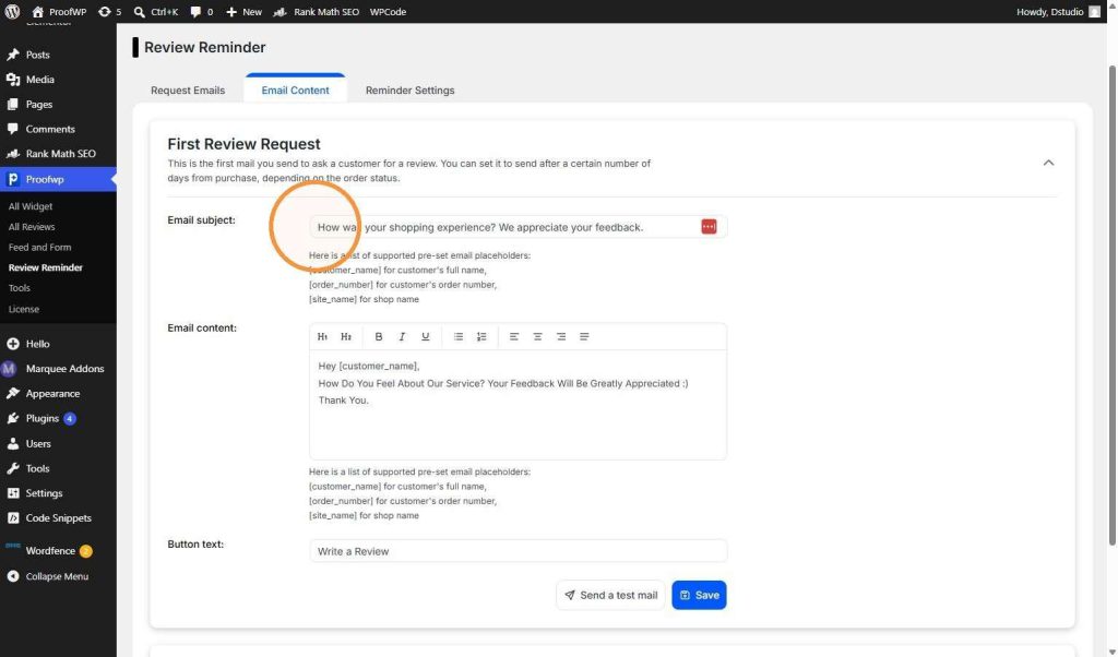 edit or add email content